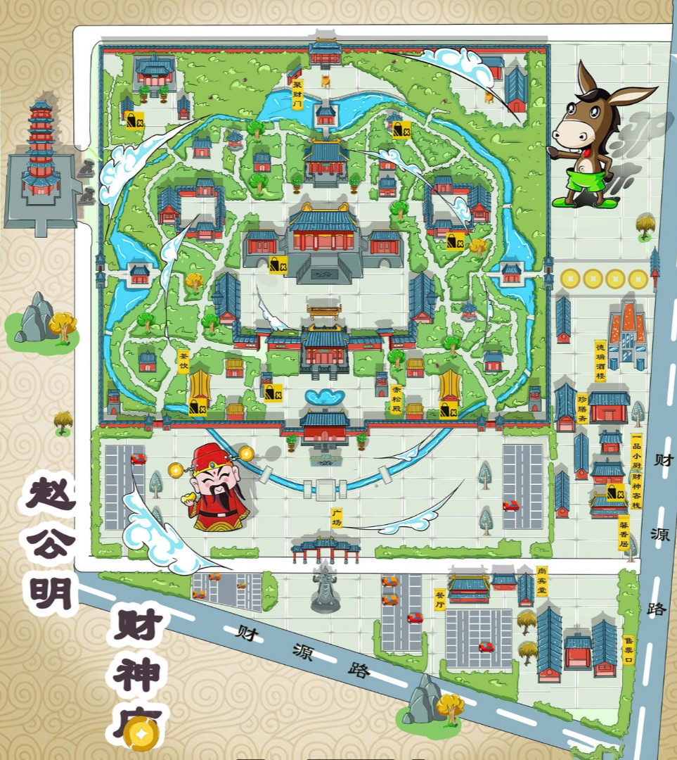 东郊镇寺庙类手绘地图